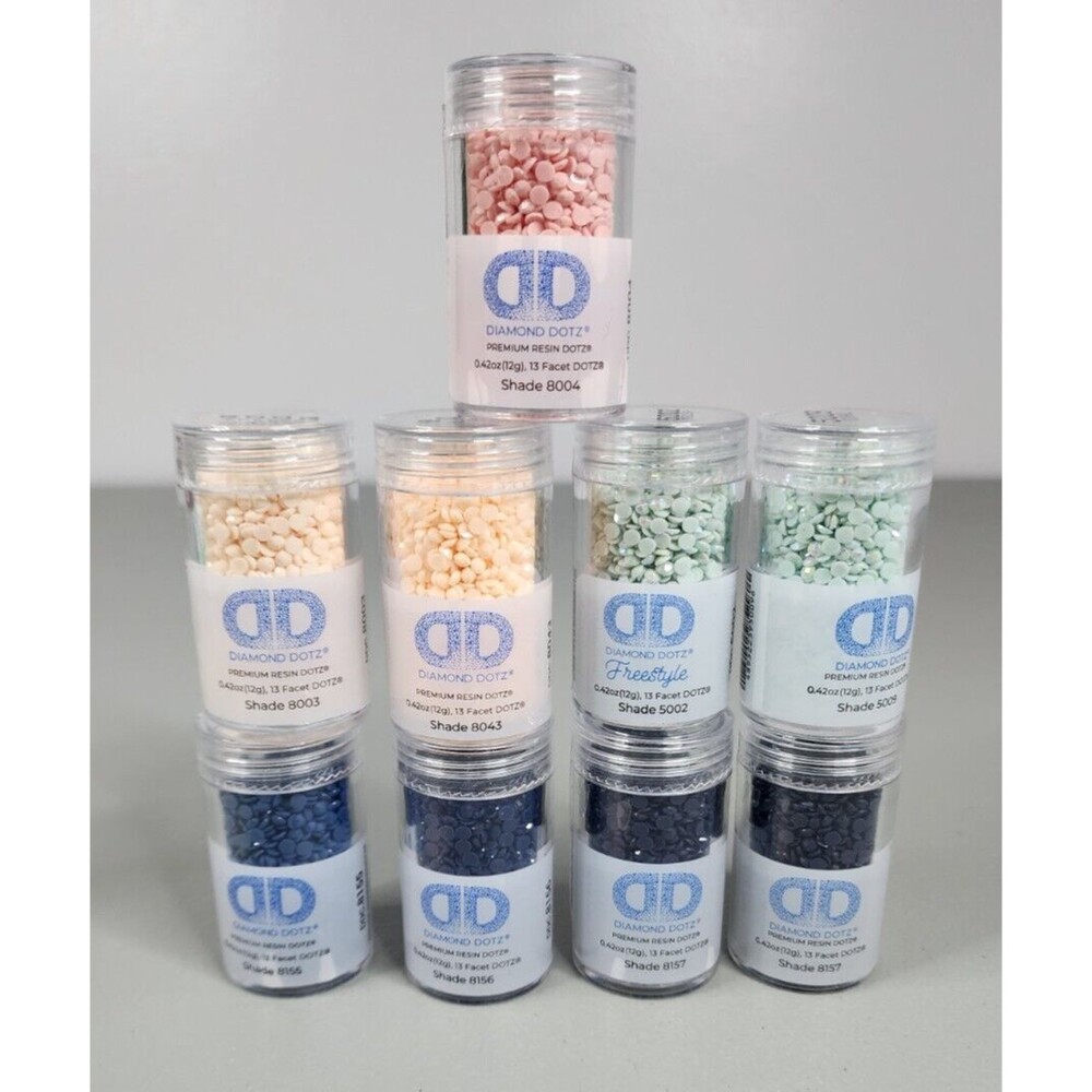 Diamond Dotz lot of 9 Jars NEW Blue Green Pink Cream